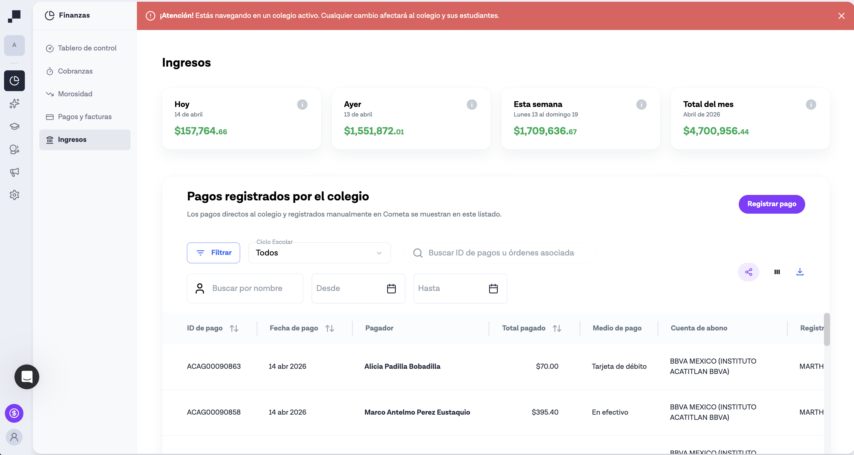 Cometa Finance Dashboard